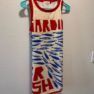 Sardine Print Sleeveless Dress